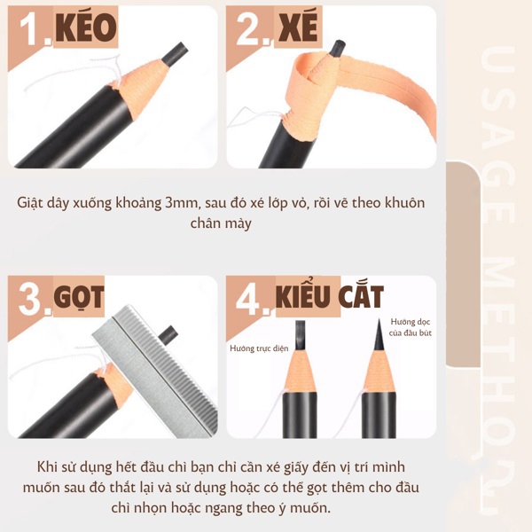 Chì xé kẻ chân mày WODWOD chống nước siêu mảnh 2mm đủ màu cực hot 🔥