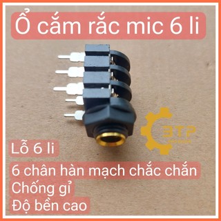 Ổ cắm rắc míc 6 li đẹp - Loại 6 chân hàn mạch