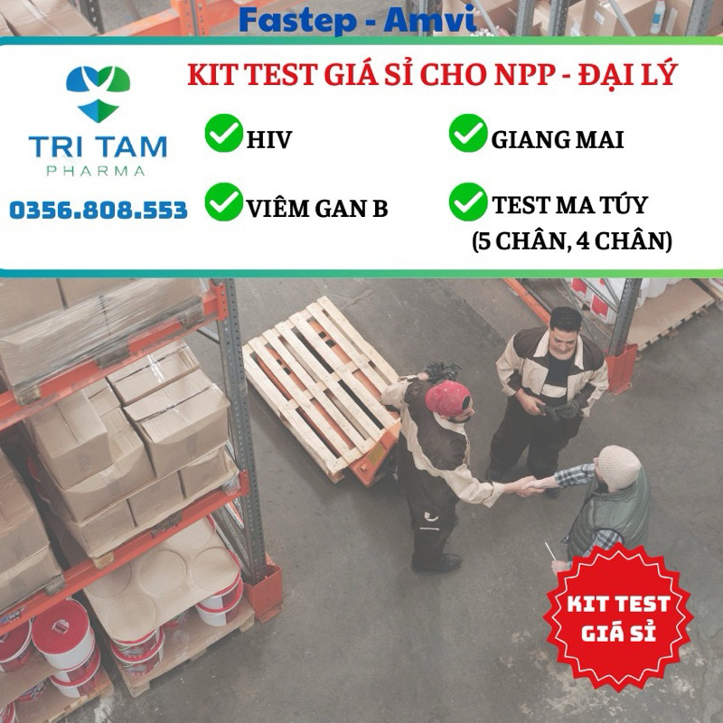 Giá sỉ que test Hiv, Giang mai, Viêm gan B, Ma tuý (5 chân, 4 chân) Fastep - Amvi