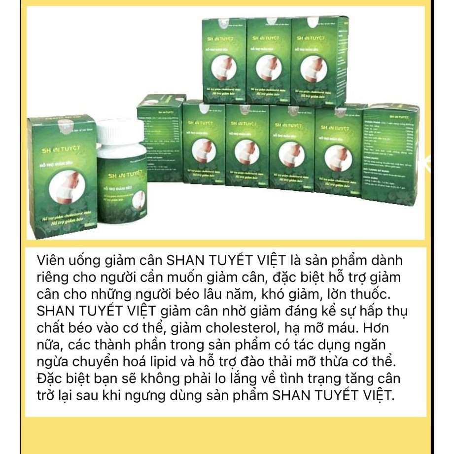 Giảm mỡ Shan Tuyết Việt,Lọ 30 Viên