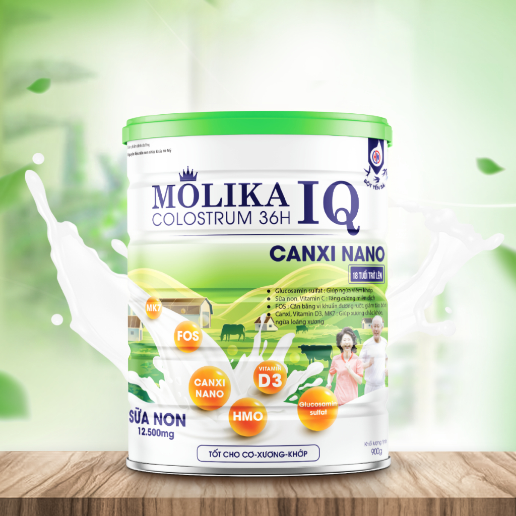 Sữa non MOLIKA sure IQ Canxi Nano 900g - hộ trợ bổ sung Canxi cho người bị bệnh xương khớp.