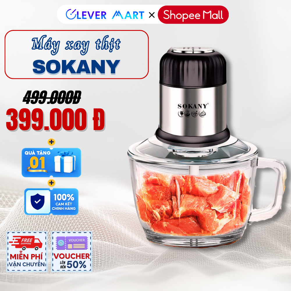 Máy Xay Thịt Đa Năng TEWI SK-7025 Công Suất 800W Với Cối Thủy Tinh Dung Tích 2L, Xay Nhuyễn Mọi Loại Thực Phẩm