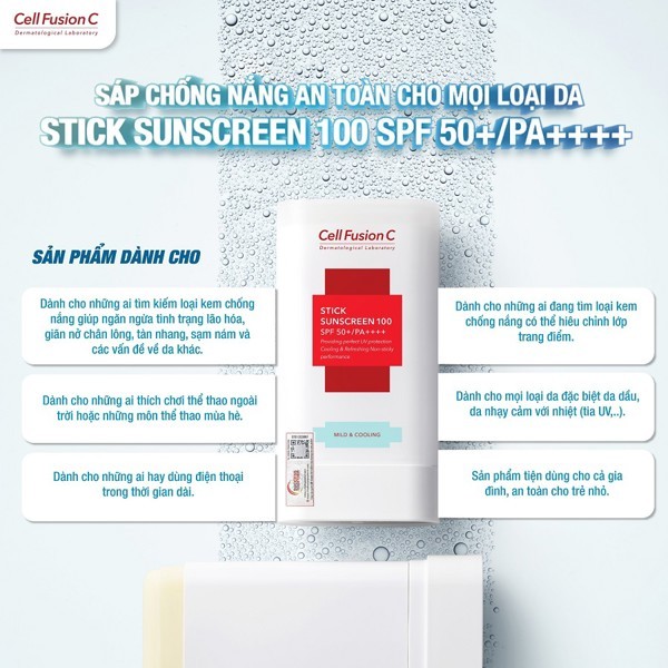 Sáp Chống Nắng Dạng Thỏi Cho Mọi Loại Da Cell Fusion C Stick Sunscreen 100 19g