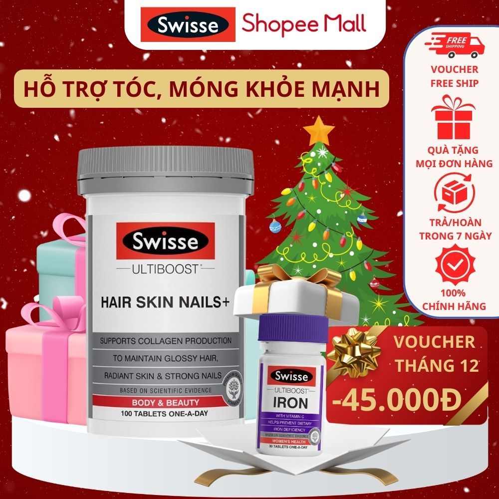 Viên uống đẹp tóc, da, móng Swisse Beauty Hair Skin Nails+ 100 viên