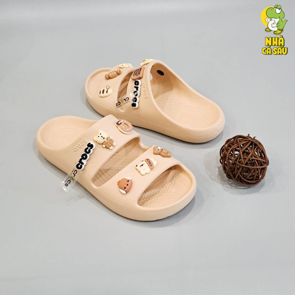 Dép cross hai quai ngang classic ii nam nữ chính hãng made in Vietnam, dép quai ngang cross cozzy unisex tặng jibbitz 3D
