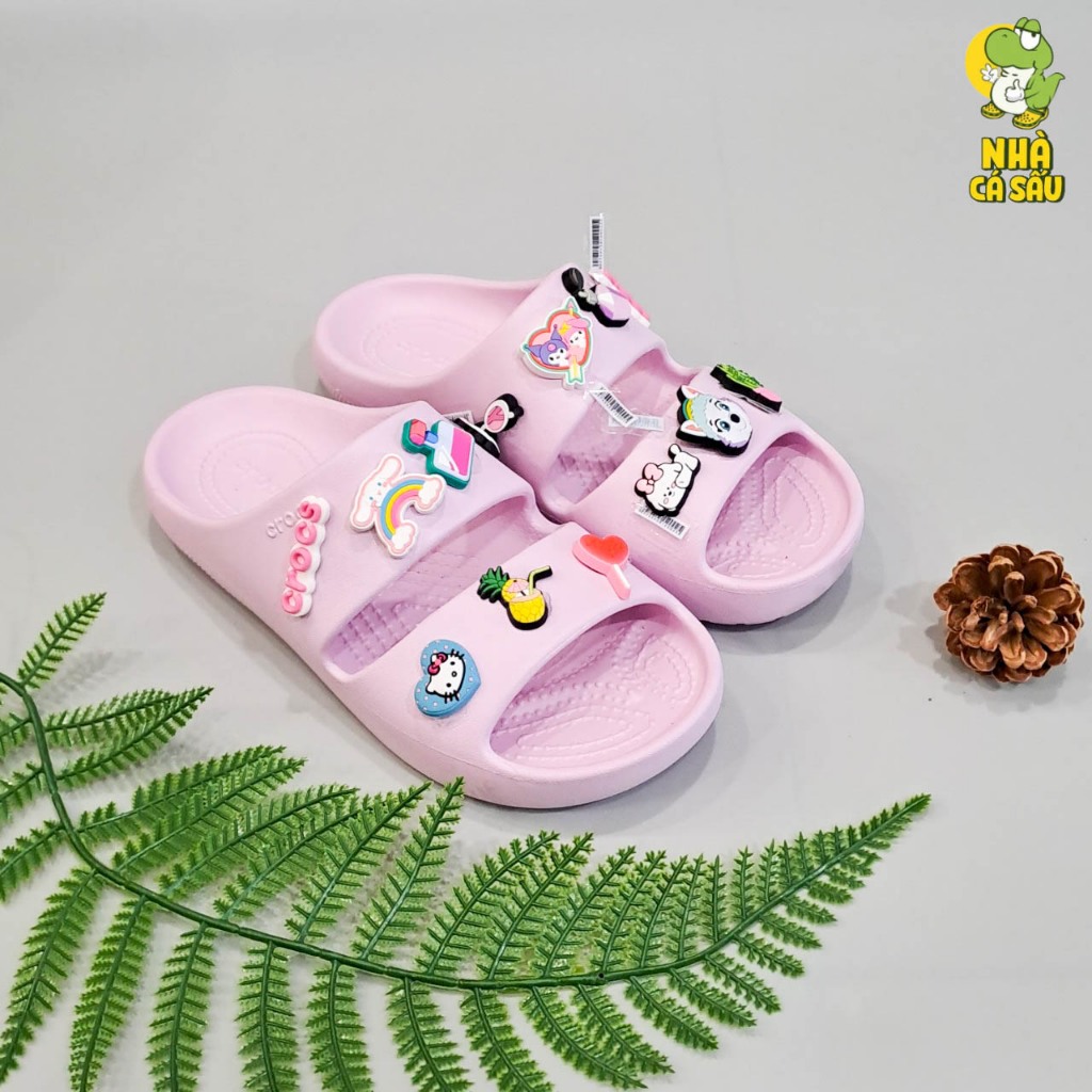 Dép cross hai quai ngang classic ii nam nữ chính hãng made in Vietnam, dép quai ngang cross cozzy unisex tặng jibbitz 3D