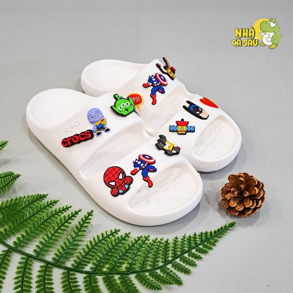 Dép cross hai quai ngang classic ii nam nữ chính hãng made in Vietnam, dép quai ngang cross cozzy unisex tặng jibbitz 3D