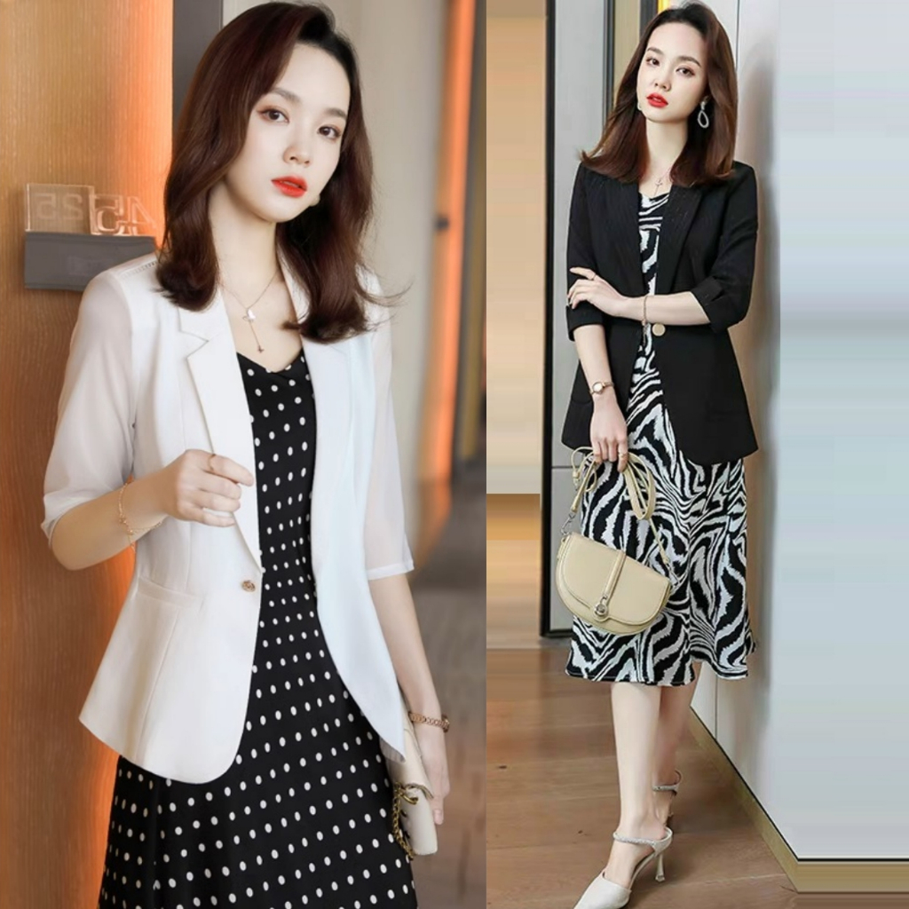 Set Đầm 2 Dây & Áo Khoác Vest Tay Lỡ - Hàng Nhập
