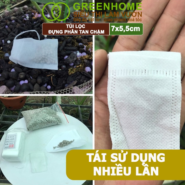 100 Túi Đựng Phân Tan Chậm Greenhome, 5,5x7cm, Treo Phân Bón Hoặc Bỏ Gốc Tiện Lợi, Túi Tự Huỷ, Thân Thiện Môi Trường