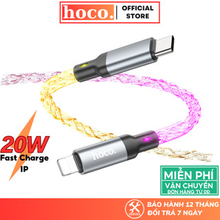 Dây sạc nhanh 20W Hoco cáp đèn phát sáng nhiều màu chất liệu siêu bền cho dòng iP11 13 12 14promax