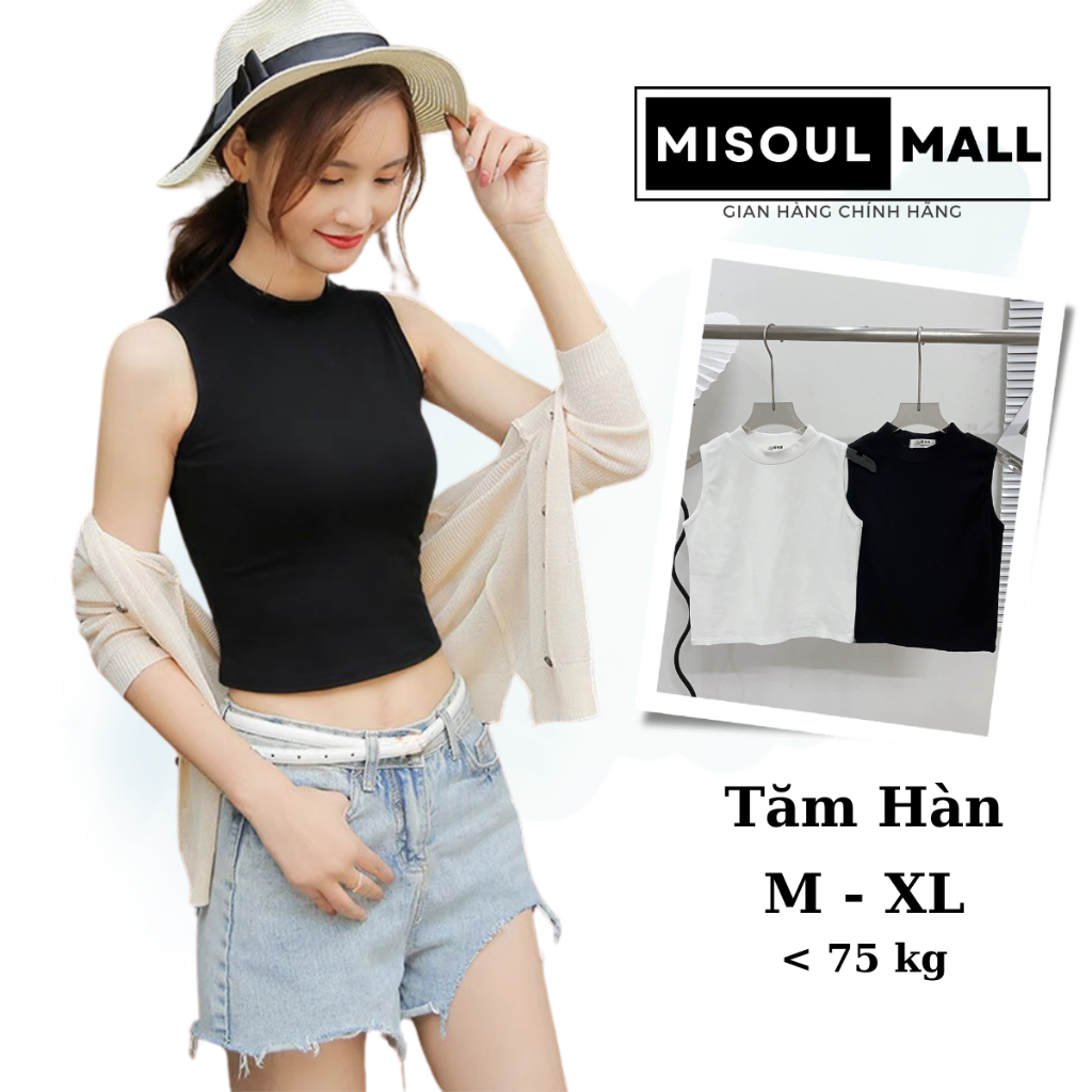 Áo ba lỗ cổ 3 phân MiSoul Mall nữ trơn, sát nách thun bo gân co giãn form basic 205
