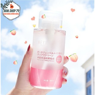 Nước tẩy trang đào Heyxi dung tích 300ml dịu nhẹ, Nước tẩy trang không cồn hương đào thơm tẩy sạch bụi bẩn sâu trong da