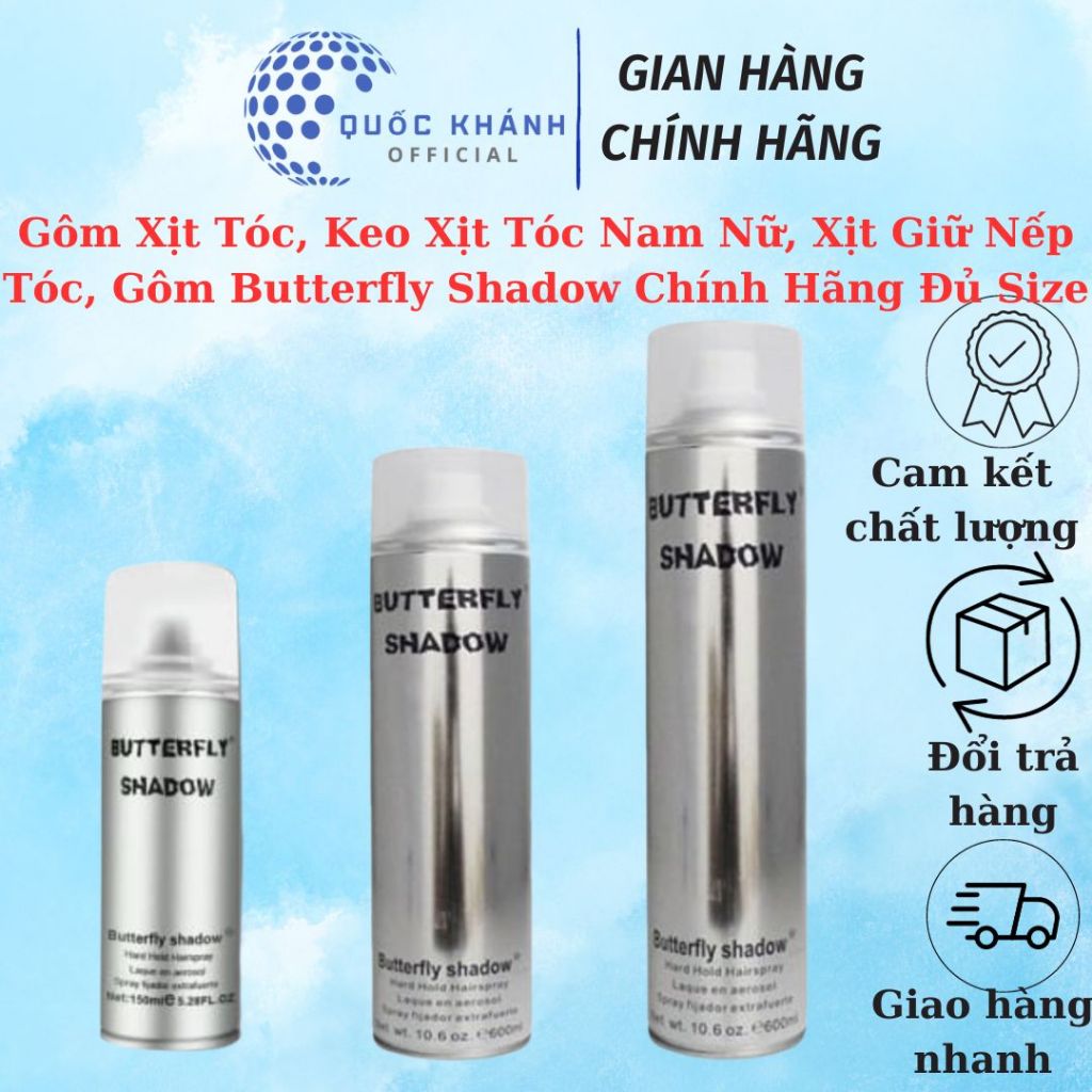 Gôm Xịt Tóc, Keo Xịt Tóc Nam Nữ, Xịt Giữ Nếp Tóc, Gôm Butterfly Shadow Chính Hãng Đủ Size