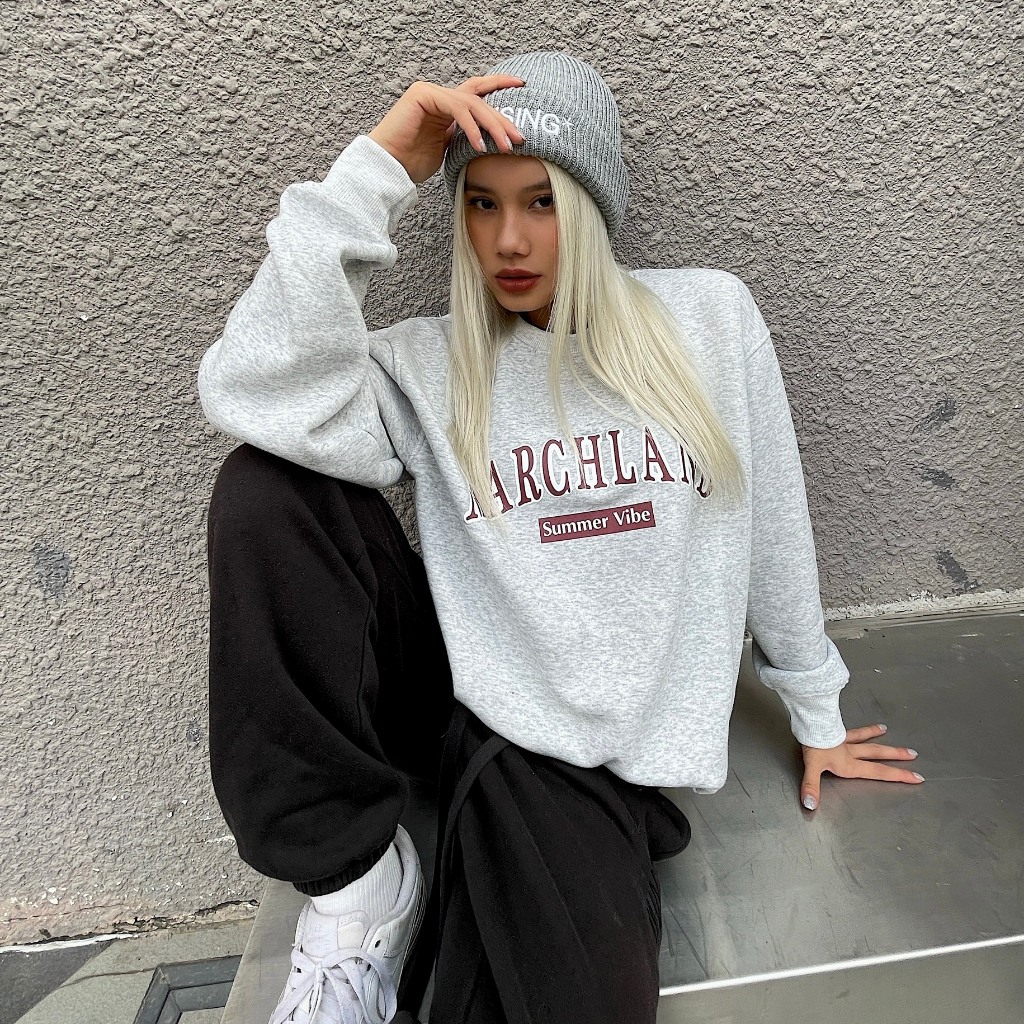ÁO SWEATER BIG SIZE NAM NỮ UNISEX NỈ BÔNG TAY DÀI HÌNH IN CHÍNH HÃNG MARCHLAND
