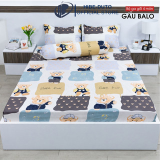 Bộ ga gối drap giường poly, ga trải giường + 2 vỏ gối nằm +vỏ gối ôm