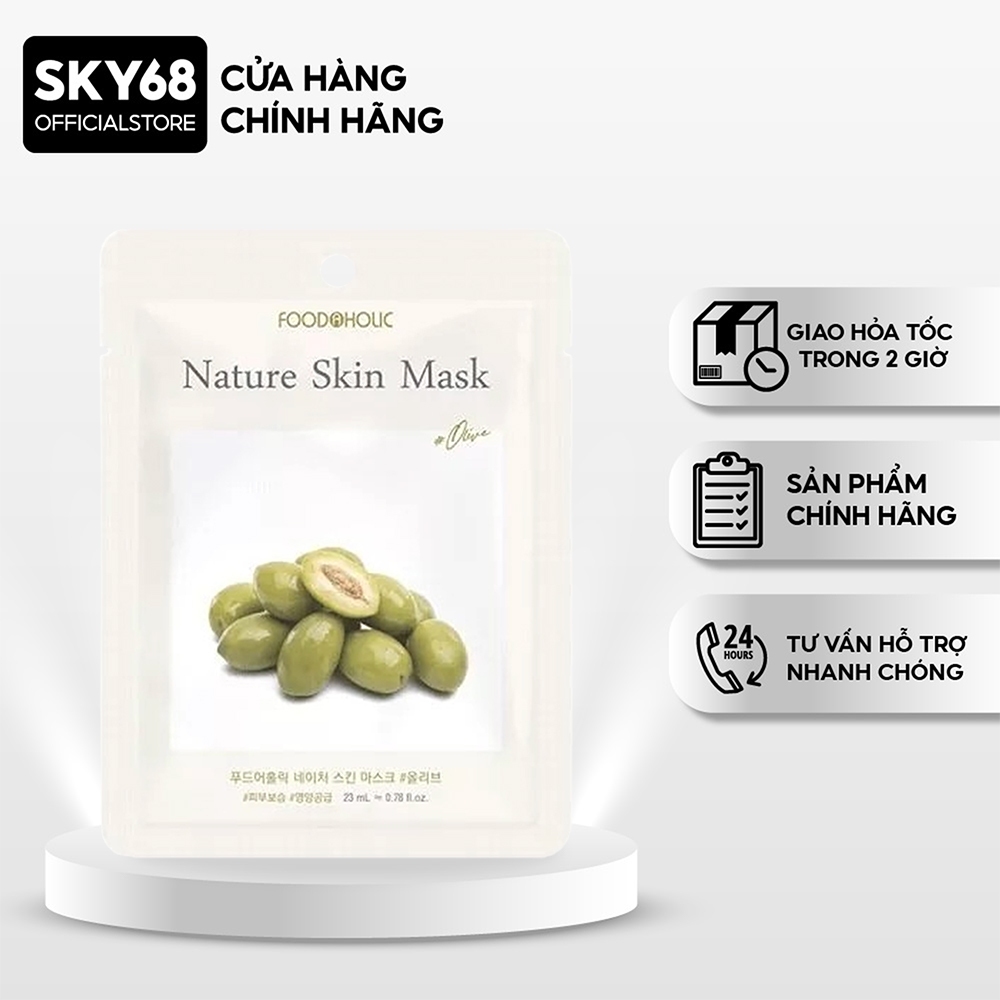 Mặt Nạ Olive Cấp Ẩm, Chống Lão Hoá Foodaholic Nature Skin Mask 23g - OLIVE