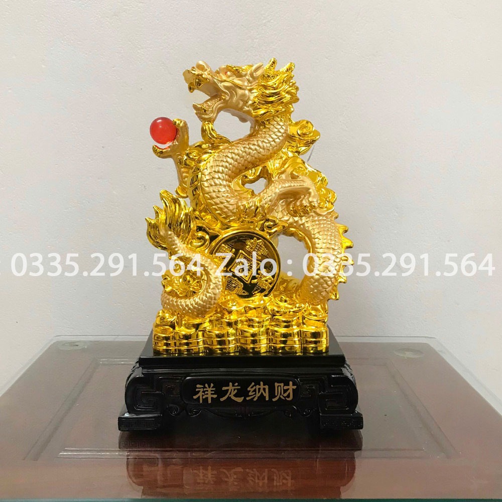 Tượng Rồng Phong Thủy 2024 HÀNG LOẠI 1 Chất Liệu Bột Đá CaCO3 Tượng Rồng Vàng Để Bàn Decor Làm Quà Tặng