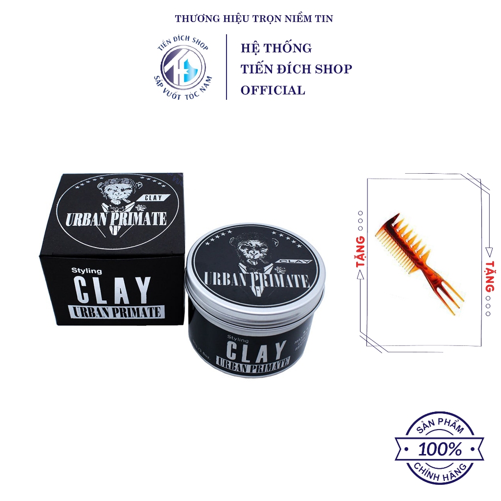 [CHÍNH HÃNG] Sáp vuốt tóc Urban Primate Clay 90gr cao cấp Thái Lan + Lược Texture