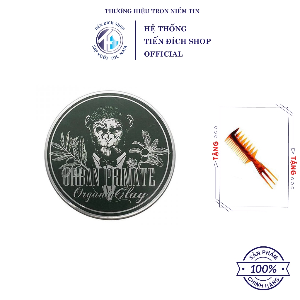 [CHÍNH HÃNG] Sáp vuốt tóc Urban Primate Organic Clay 90ml cao cấp từ Thái Lan + Lược Texture