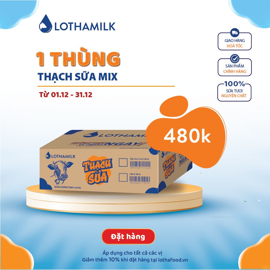 Thạch Sữa Lothamilk thùng 160x30g