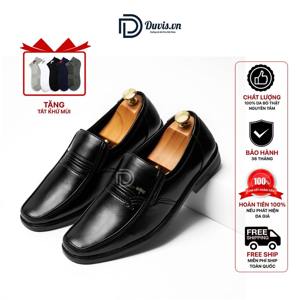 C502 - Giày Da Công Sở Nam Duvis Màu Đen