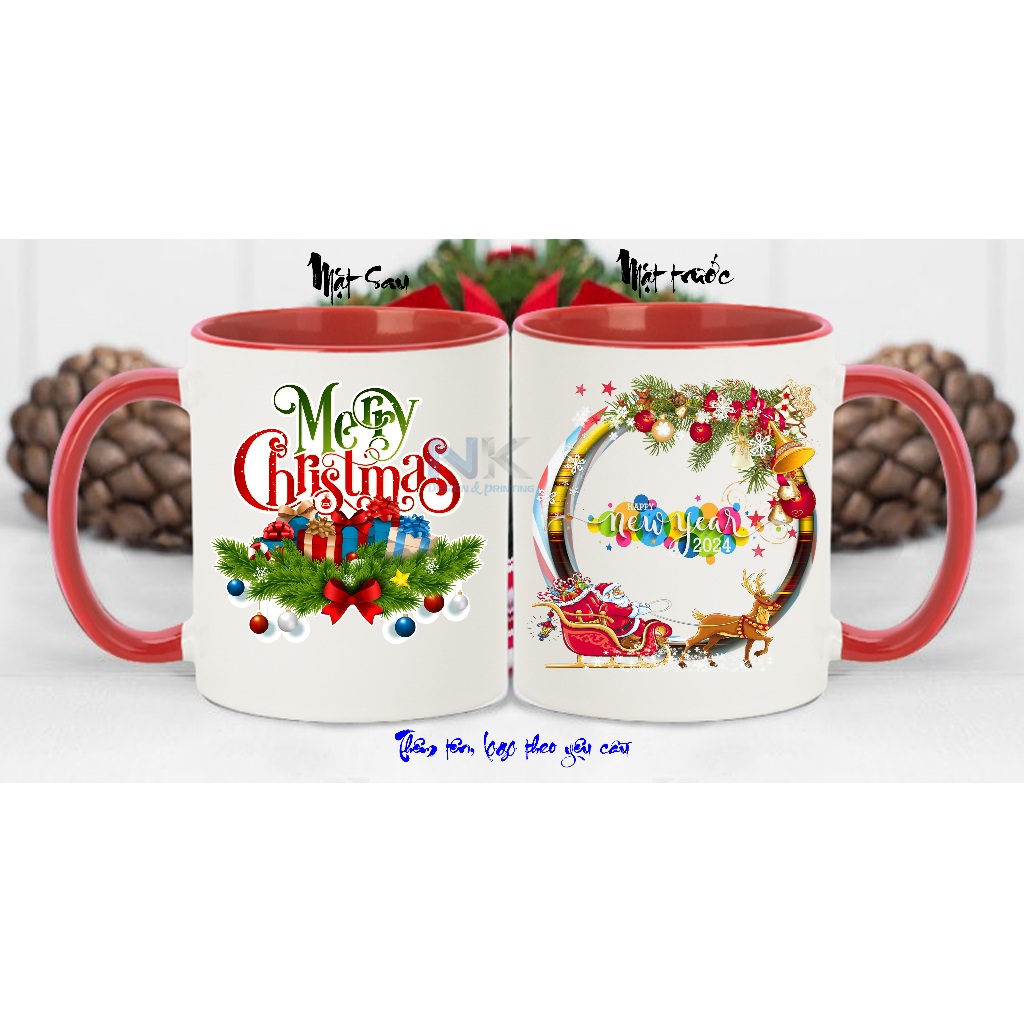 LY SỨ, CỐC SỨ  GIÁNG SINH, NOEL (02) 💕Freeship💕 IN LY THEO YÊU CẦU, QUÀ TẶNG GIÁNG SINH, MERRY CHRIS