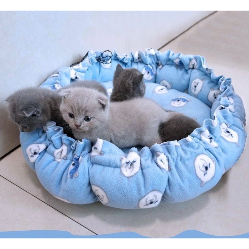 Đệm lông tròn dây rút dành cho chó mèo cao cấp