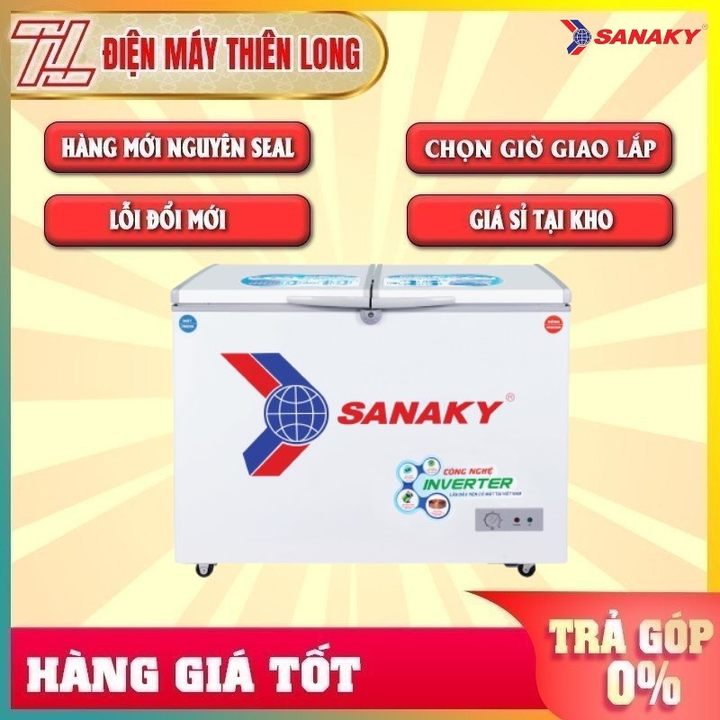Tủ đông mát Sanaky Inverter 220 lít VH-2899W3 Công nghệ tích hợp Làm lạnh trực tiếp,Dàn lạnh Đồng - GIAO MIỄN PHÍ HCM