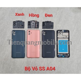 Bộ vỏ Samsung A04 (gồm nắp lưng, viền sườn, kính cam, nút bấm, khung xương, khe sim)