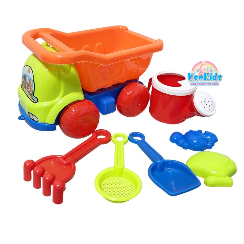 Đồ chơi xúc cát đi biển kèm xô nhiều chi tiết - Xe Ben xúc cát / Dụng cụ làm vườn cho bé - SP0438
