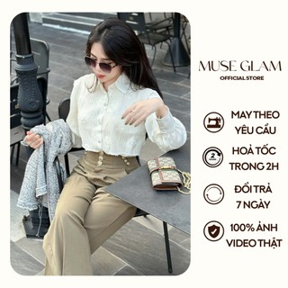 Áo sơ mi nữ tay dài lucia shirt MUSE GLAM áo văn phòng mặc đi làm, đi chơi, hàng thiết kế MGA16