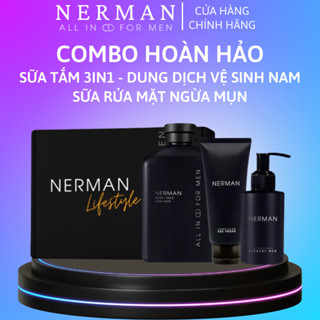 Combo sữa tắm nam 3in1 Nerman 350ml và sữa rửa mặt nam Nerman 60S Fresh 100ml và dung dịch vệ sinh nam Nerm 100ml