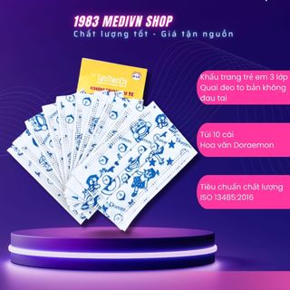Khẩu trang y tế ttc 3 lớp trẻ em - doraemon túi 10 cái
