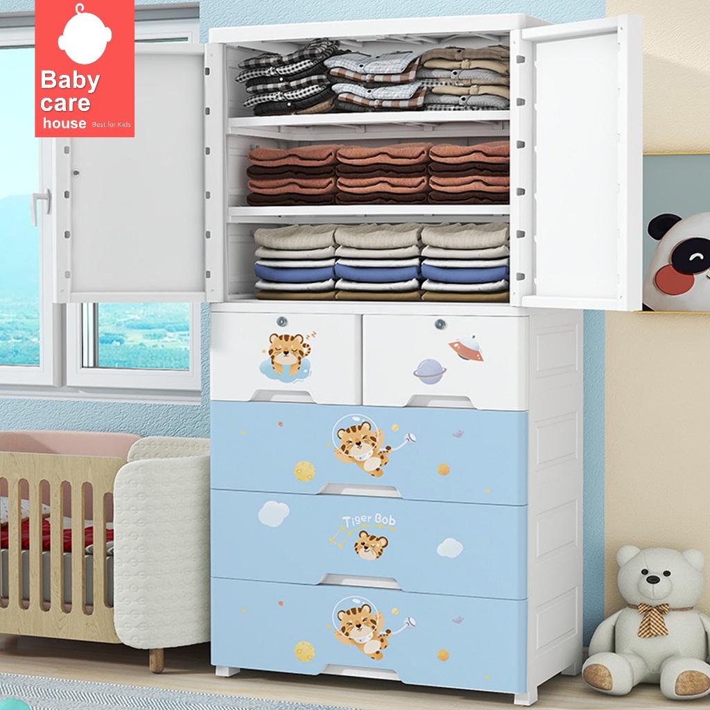 Tủ nhựa cho bé, tủ để đồ có ngăn treo, có bánh xe tiện lợi