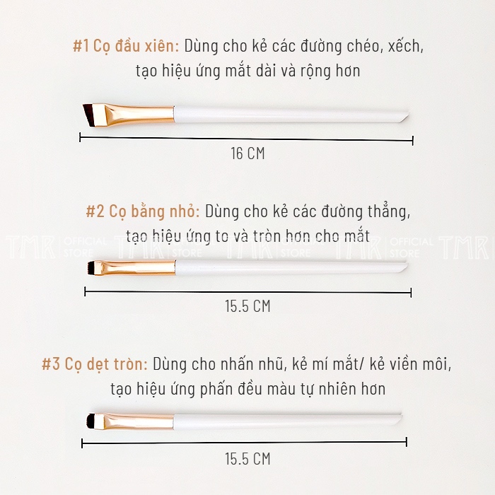 Bộ 3 Cọ Mắt Trang Điểm Kẻ Mắt Kẻ Lông Mày Thu Hút TMR Eye Makeup UT330 Set