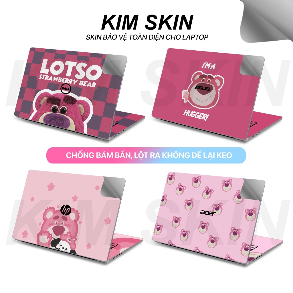 Miếng Dán Laptop 8 Mẫu Losto Gấu Dâu - Skin Dán Laptop Dành Cho Tất Cả Các Dòng Laptop