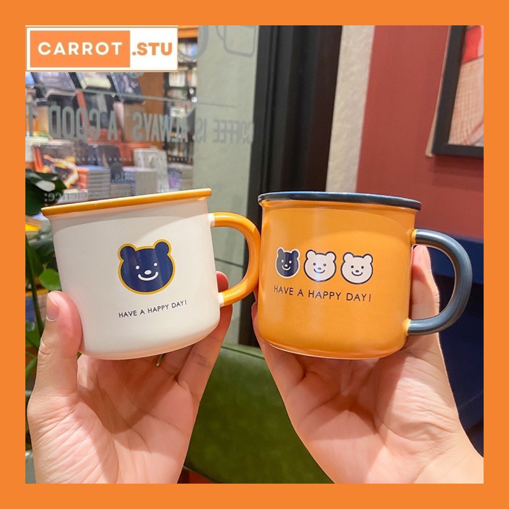 Cốc ly sứ Bears have a happy day dung tích 320ml nhiều mẫu mã màu sắc dễ thương đựng nước, cafe, quà