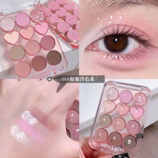 Bảng phấn mắt 12 ô trái tim phấn mắt mềm sweet mint