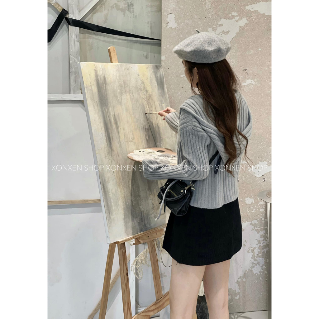 CV chân váy vải ticke xếp ly đôi XONXEN SHOP HUẾ 8817