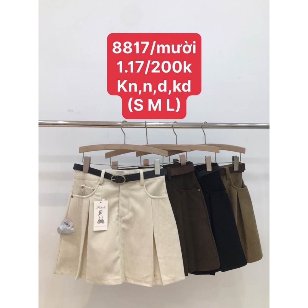 CV chân váy vải ticke xếp ly đôi XONXEN SHOP HUẾ 8817