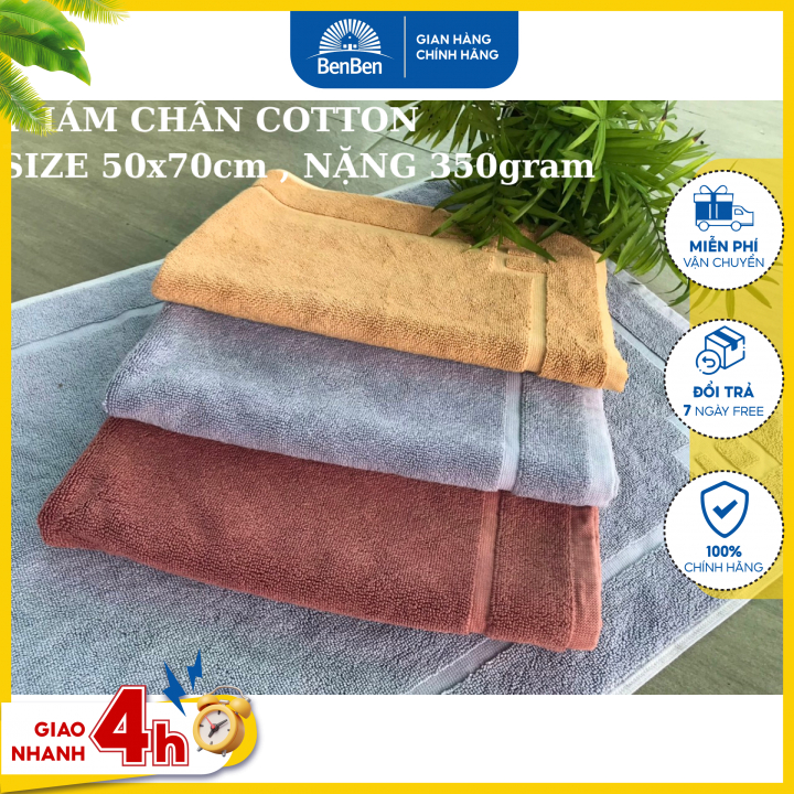 Thảm lau chân cotton size 50x70cm hàng VN dày thấm hút tốt, thảm lau chân khách sạn spa - Ben Ben