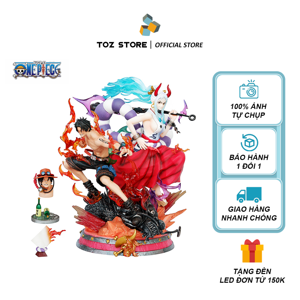 Mô hình, Figure One Piece, mô hình Ace x Yamato trạng thái chiến dấu siêu ngầu cao 29cm - Fullbox Toz Store