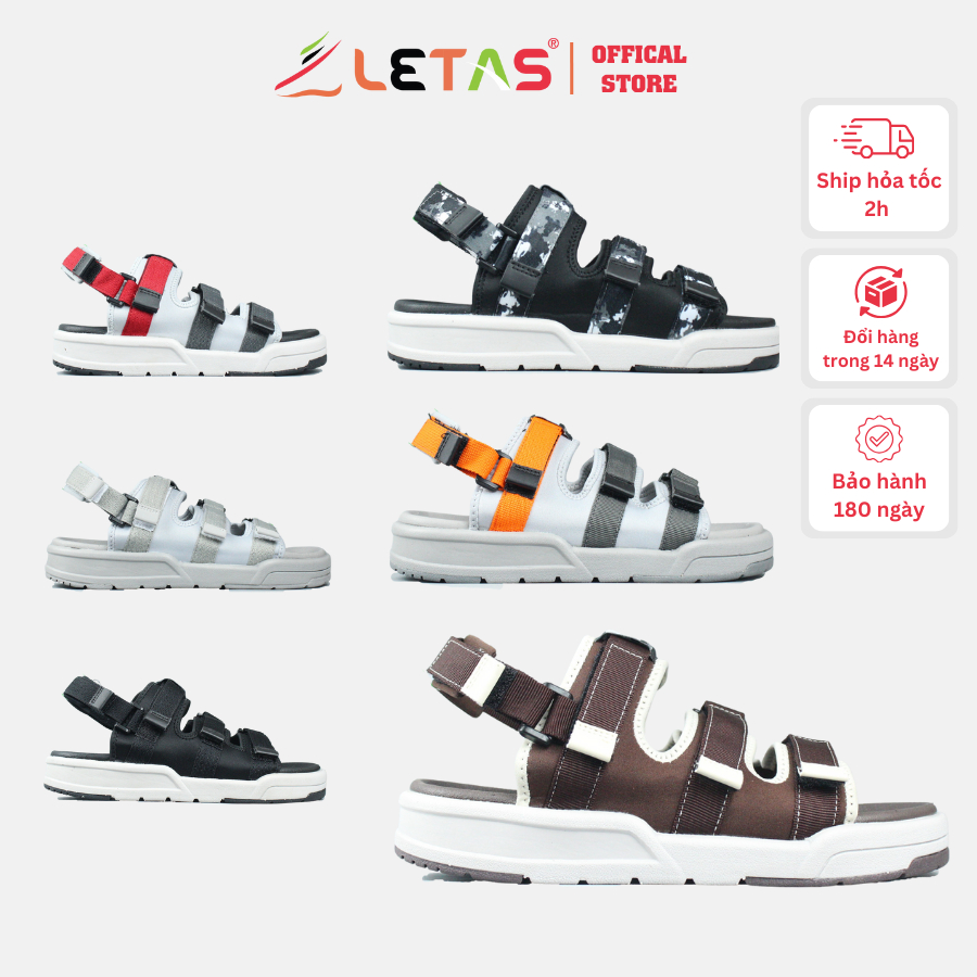 Giày sandal nam nữ unisex letas d1001 cá tính, dép quai hậu 3 quai đế cao êm, xăng đan đi chơi đi học.