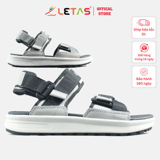 Giày sandal nam nữ unisex letas d712, xăng đan đế bằng cao 3cm, dép quai hậu 2 quai đi học, đi chơi