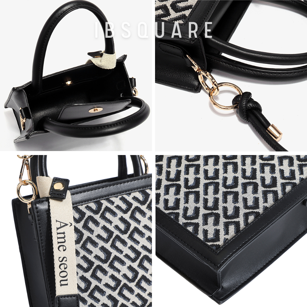 Túi xách Mini IBSQUARE TN4 đeo vai đeo chéo Mini da hoạ tiết kẻ sọc Phong cách Hàn Quốc