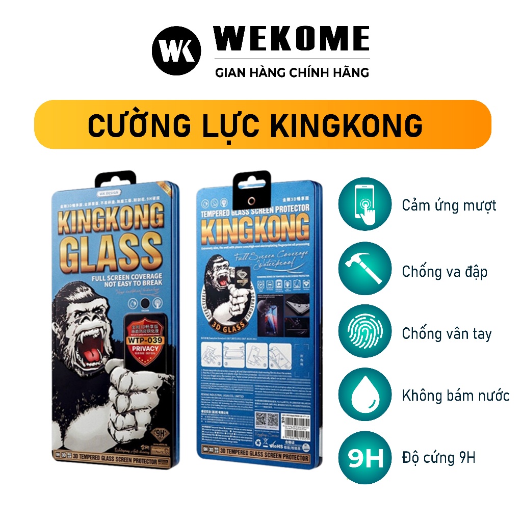 Kính Cường Lực KingKong Full Màn 038 039 Chính Hãng Mẫu Mới Nhất Chống Vỡ Viền cho iPhoneX/XsMax/11ProMax/12ProMax/13/13