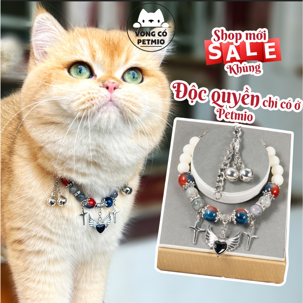 Vòng cổ cho mèo,chó,petmio Vip,vòng handmade tự thiết kế nâng tầm nét đẹp cho thú cưng không sợ nước
