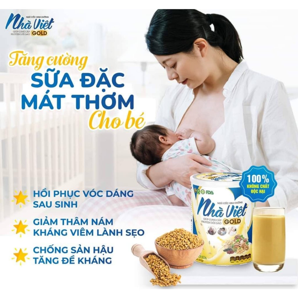 Ngũ Cốc Dinh Dưỡng Nhà Việt Gold Hỗ Trợ Mẹ Sau Sinh, Người Già, Người Tiểu Đường 500gr DATE MỚI