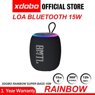 Loa di động bluetooth 5.3 xdobo rainbow công suất 15w, chống nước ipx7, hỗ trợ thẻ tf, aux, tws kết nối 2 loa