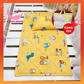 Bộ nệm gối cho bé đi học mẫu giáo 80x120cm, vải cotton satin hàn quốc đẹp, mềm mát, họa tiết sắc nét